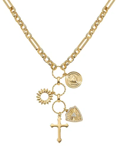Electric Picks Mason 14k Plated Charm Necklace In Gray