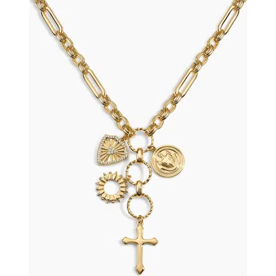Electric Picks Mason Cross Charm Necklace In Brown