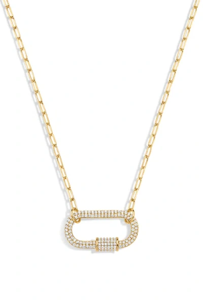 Electric Picks Melrose Crystal Carabiner Necklace In Gold