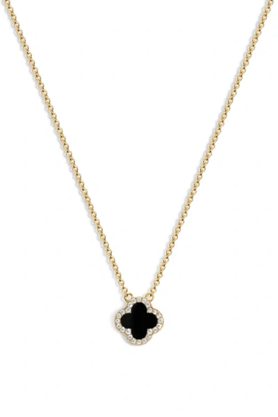 Electric Picks Mini Black Icon Clover Necklace In Gold