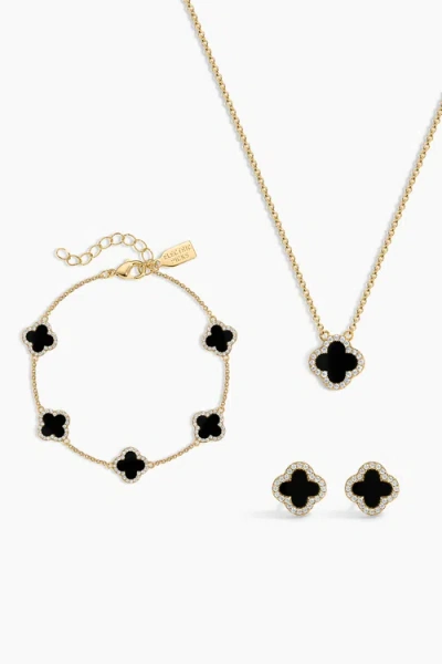 Electric Picks Mini Black Icon Clover Set Of 3 In Gold