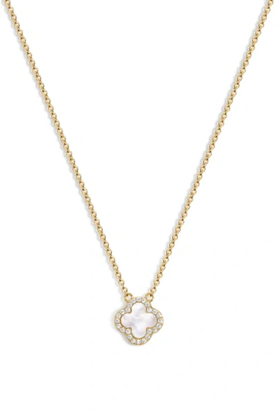 Electric Picks Mini White Icon Clover Necklace In Gold