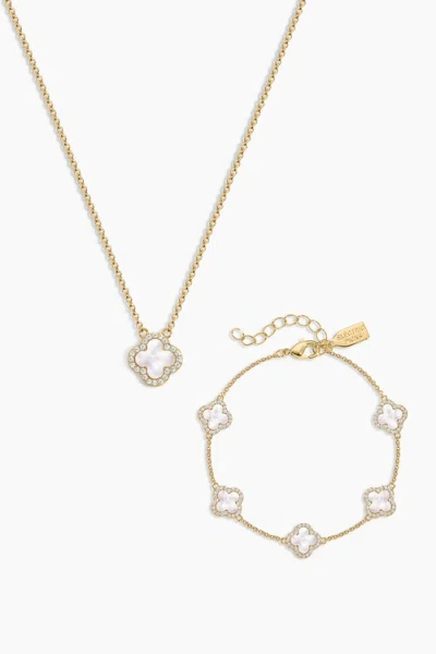Electric Picks Mini White Icon Clover Set Of 2 In Gold
