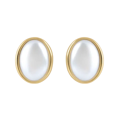 Electric Picks Mist Oval Pearl Earrings