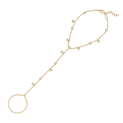 Electric Picks Palmer Hand Chain Bracelet In Yellow Gold