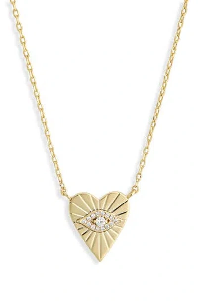 Electric Picks Tinsley Evil Eye Heart Pendant Necklace In Yellow