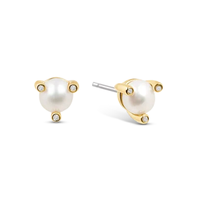 Electric Picks Xsarah & Hollie Pearl Studs In Gold