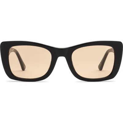 Electric Portofino 52mm Gradient Rectangular Sunglasses In Gloss Black/amber