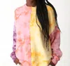 ELECTRIC & ROSE BHODI PATCHWORK SWEATSHIRT IN PINK/CITRUS