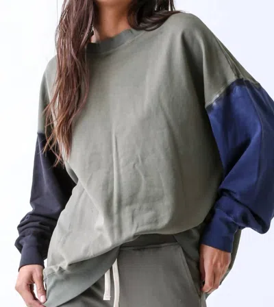 Electric & Rose Boyfriend Sweatshirt In Block Army/onyx/navy In Green