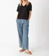 Electric & Rose Chase Brushed Slub V Top In Onyx In Black