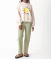 Electric & Rose Daisy Embroidery Easy Pant In Canteen