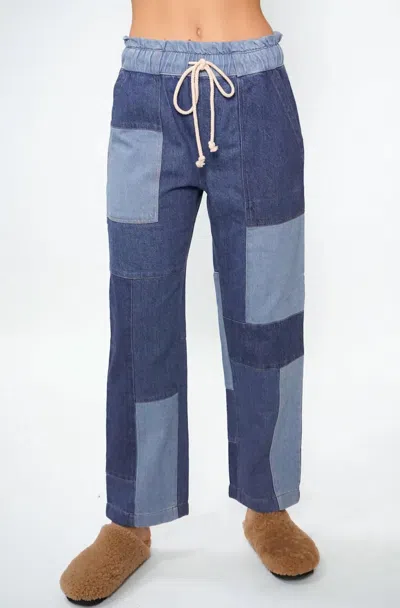 Electric & Rose Easy Pant Patchwork In Patchwork Pacific In Blue