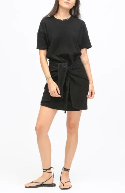 Electric & Rose Bobby Tie Front Slub Cotton Jersey T-shirt Dress In Onyx