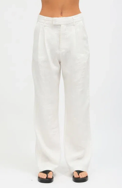 Electric & Rose Bradley High Waist Linen Pants In Ivory