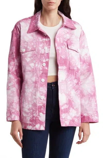Electric & Rose Emerson Tie Dye Cotton Blend Twill Jacket In Amethyst/cloud