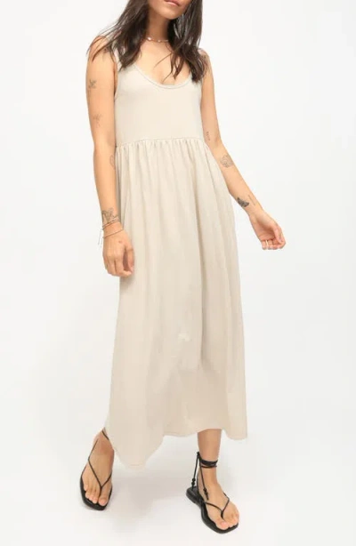 Electric & Rose Isabel Cotton Jersey Midi Dress In Stone
