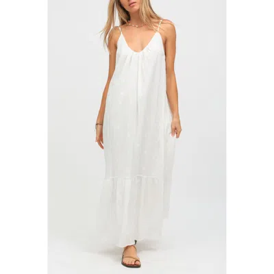 Electric & Rose Laney Embroidered Cotton Maxi Dress In Cloud