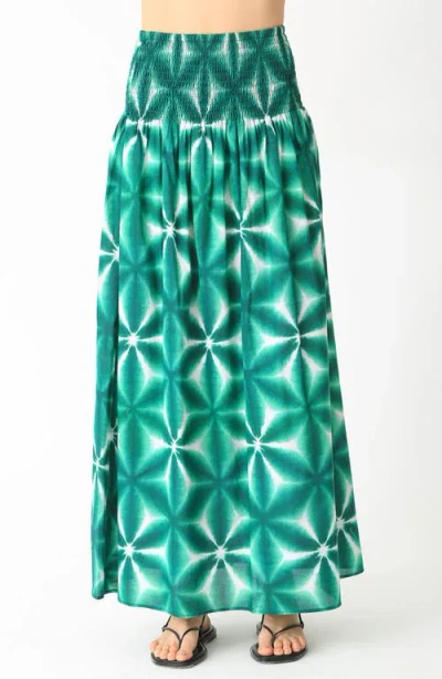 Electric & Rose Lily Shibori Cotton Maxi Skirt In Shamrock
