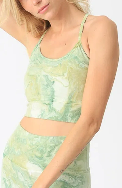 Electric & Rose Mia Marble Racerback Sports Bra In Pistachio