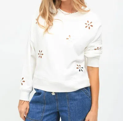 Electric & Rose Floral Eyelet Classic Sweatshirt In Ivory In Multi