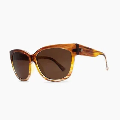 Electric Women's Danger Cat Sunglasses In Peach/bronze Polarized In Brown