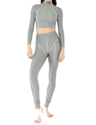 Electric Yoga Active Long Sleeve High Neck Zipper Oprah Crop Top In Grey In Multi