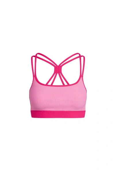 Electric Yoga Colour Block Rib Bra In Sachet Pink/pink Yarrow