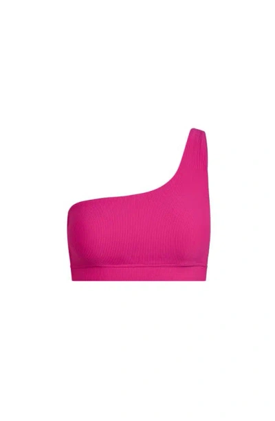 Electric Yoga Off Shoulder Rib Bra In Pink Yarrow