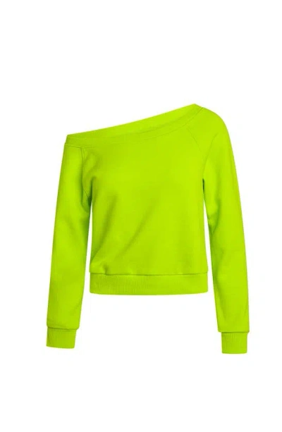 Electric Yoga Off Shoulder Sweatshirt In Lime Punch