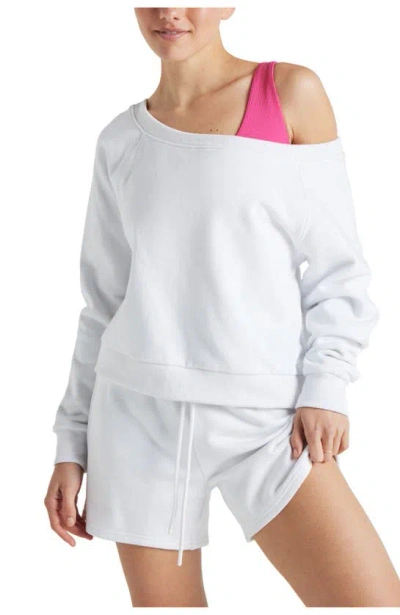 Electric Yoga Off Shoulder Sweatshirt In White