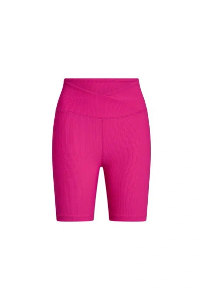 Electric Yoga Rib Biker Shorts In Pink Yarrow