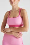 Electric Yoga Color Block Rib Bra In Pink