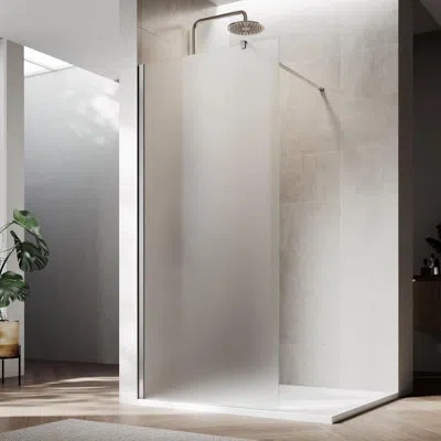 Elegant 28”w*72”h Frameless Shower Screen With 8mm Frosted Glass, Easy To Clean In Chrome