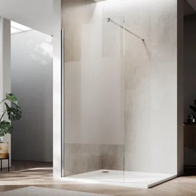 Elegant 30"w X 72"h Reversible Single Fixed Frameless Shower Panel, 5/16" Semi-frosted Nano Easy-clean Glass In Chrome