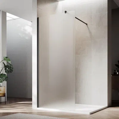 Elegant 30”w*72”h Frameless Shower Screen With 8mm Frosted Glass, Easy To Clean In Matte Black