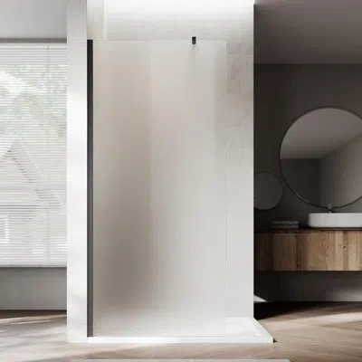 Elegant 34”w*72”h Frameless Shower Screen With 8mm Frosted Glass, Easy To Clean In Matte Black