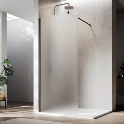 Elegant 36”w*72”h Frameless Shower Screen With 8mm Frosted Glass, Easy To Clean In Matte Black