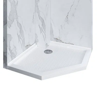 Elegant 38" W X 38" D X 3" H  Neo Angle Shower Base In White With Corner Drain White Shower Pan In Natural;gloss