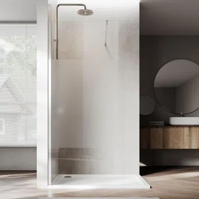 Elegant 40"w X 72"h Reversible Single Fixed Frameless Shower Panel, 5/16" Semi-frosted Nano Easy-clean Glass In Chrome