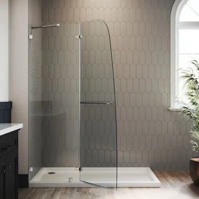 Elegant 45"w X 72"h Frameless Shower Door,hinged Pivot Tub Door With 1/4" Clear Tempered Glass,chrome In Bright Silver