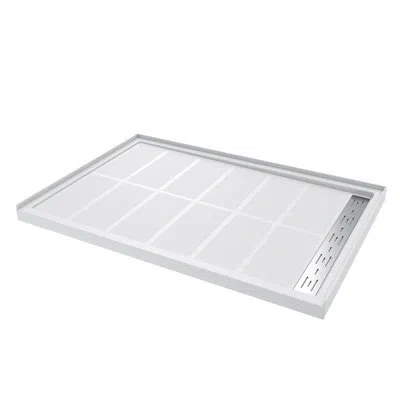 Elegant 48" W X 32" D X 4" H Shower Base With Single Threshold Anti-slip Acrylic Shower Pan White In Stainless Steel;gloss
