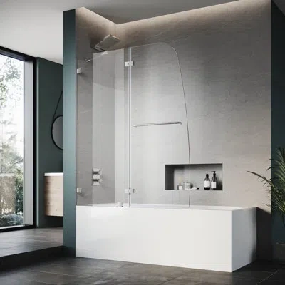 Elegant 48'' W X 58'' H Frameless Tub Shower Door With 5/16'' Clear Glass Bathtub Door In Chrome