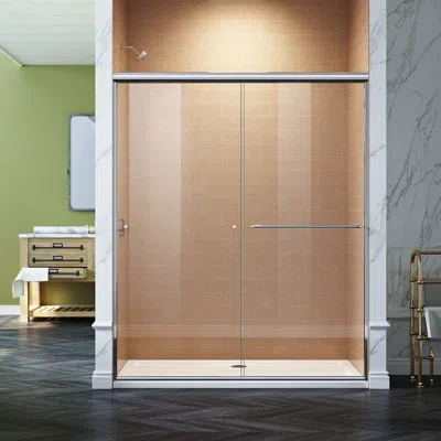 Elegant 58.5‘'-60"×72" Sliding Shower Door With 5/16'' (8mm) Upgraded Tempered Glass In Chrome