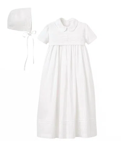 Elegant Baby Kids' Boys' Gown And Bonnet Christening Set In White