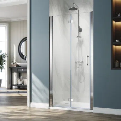 Elegant Bfh 36"w*72"h  Bifold Frameless Shower Door,6mm Clear Tempered Glass, 180° Folding Hinge In Chrome