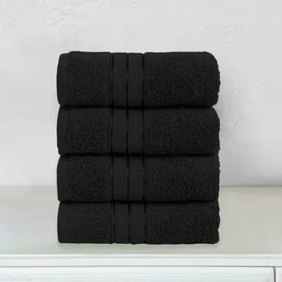 Elegant Comfort 100% Turkish Cotton 4-piece Towel Set – Ultra Soft, Highly Absorbent, Quick Dry Bathroom Towels In Black