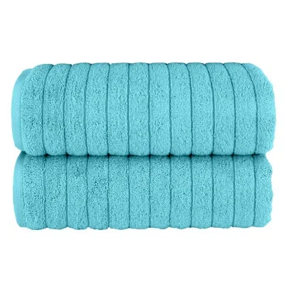Elegant Comfort 100% Turkish Cotton Corduroy Ribbed Luxury Soft 2 Pack Bath Towels 27 X 54 Inch -  Plush, Absorbent, In Blue