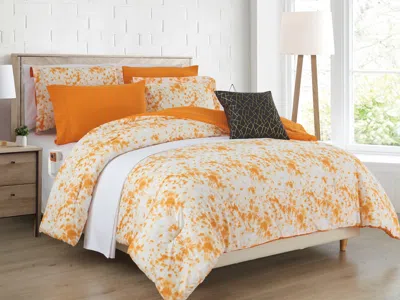 Elegant Comfort 10-piece Tie-dye Comforter Set, Includes 6-piece Sheet Set With Double Sided Storage Pockets In Orange