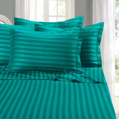 Elegant Comfort 6-piece 100 Gsm Striped Microfiber Sheet Set With 4 Pillowcases In Turquoise